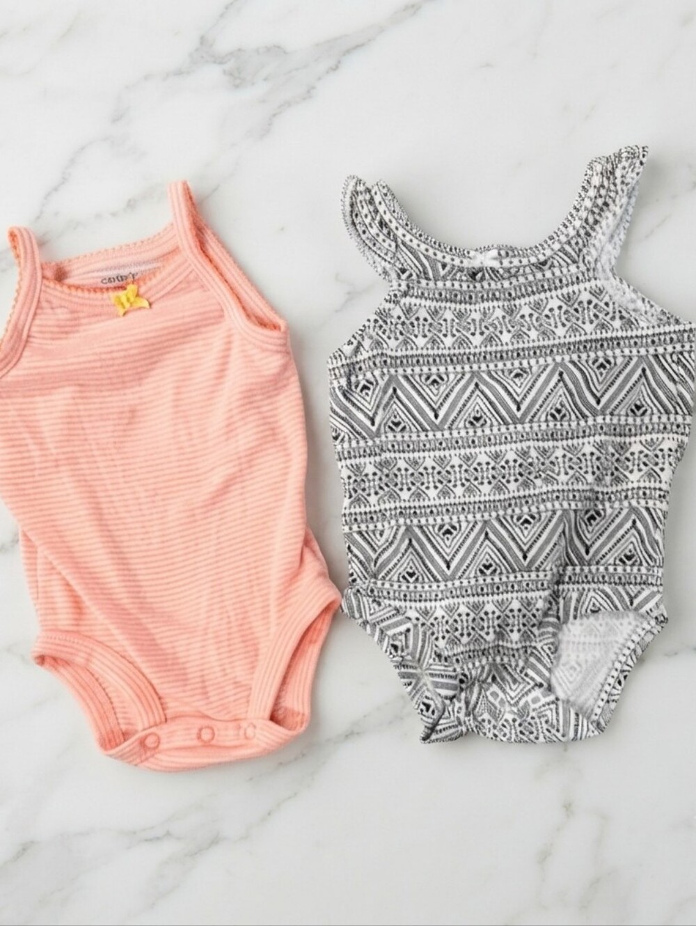 Carter's 6M Pink and Gray Patterned Bodysuits